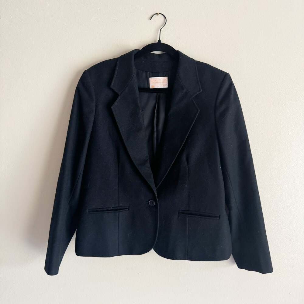 Vintage Pendleton Black Single Button Wool Jacket - Size 14